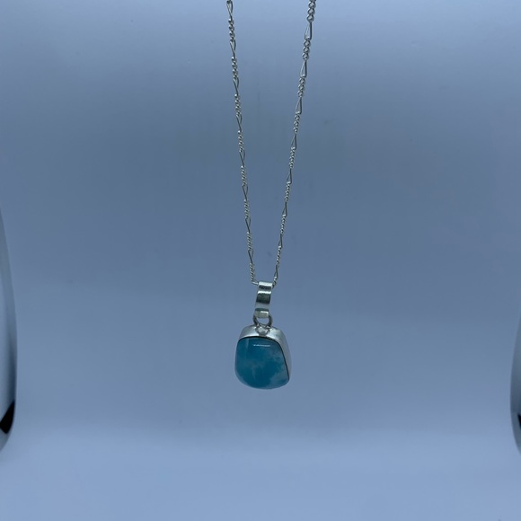 Sterling Silver Pendant and Chain with Blue Stone - Picture 3 of 3